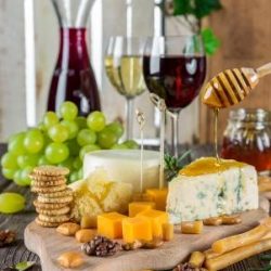 CHEESE PLATTER and WINE (minus the grapes!)